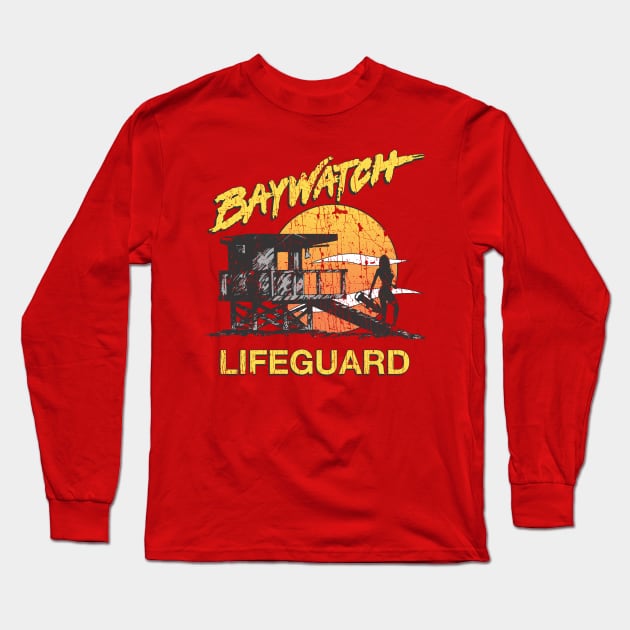 Baywatch Lifeguard Sunset 1989 Long Sleeve T-Shirt by JCD666